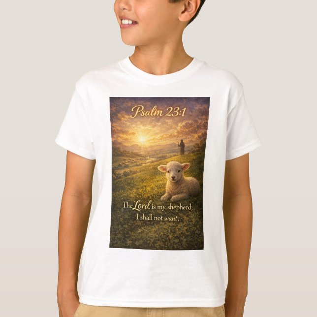 Psalm 23:1 Kristet lamm barn t-shirt (Framsida)