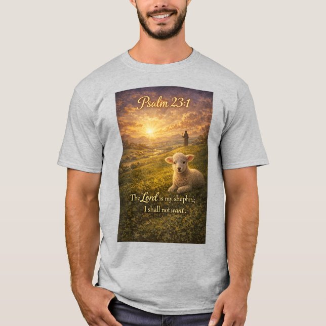 Psalm 23:1 Kristet lamm herrtröja T Shirt (Framsida)