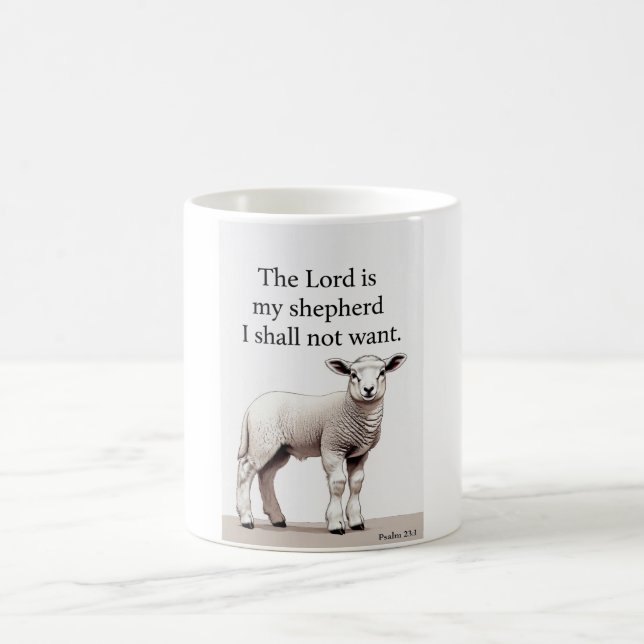 Psalm 23:1 Kristi Lamm Kaffe Mugg (Center)