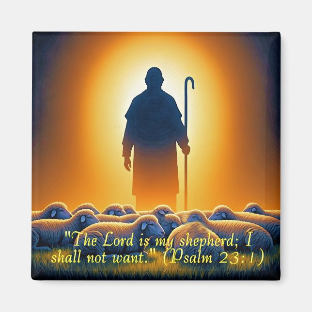 Psalm 23:1 Lord as Shepherd Square Magnet (Framsidan)