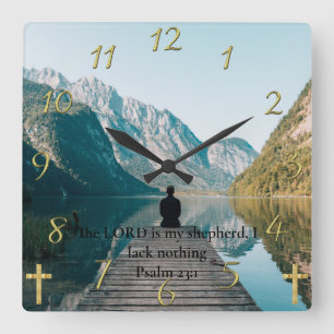 Psalm 23:1 sitta på dockan fyrkantig klocka