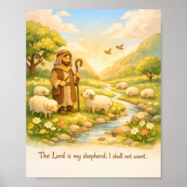 Psalm 23:1 Skriftposter, Herren är min herde Poster (Framsidan)