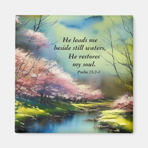 Psalm 23:2-3 Han återställer min själ Bible Verse Magnet