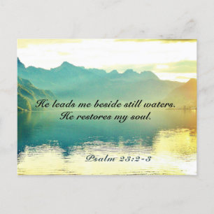 Psalm 23 2-3 Han leder mig bredvid stilla vatten Vykort