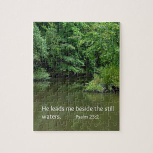 Psalm 23:2 Han leder mig bredvid det stilla vatten Pussel