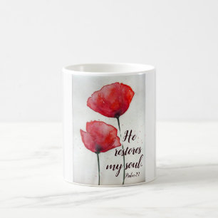 Psalm 23:3 Han återställer min själ, Bible Verse B Kaffemugg