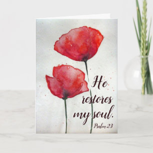 Psalm 23:3 Han återställer min själ, Bible Verse B Kort
