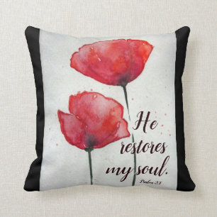 Psalm 23:3 Han återställer min själ, Bible Verse B Kudde