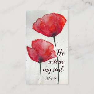 Psalm 23:3 Han återställer min själ, Bible Verse B Visitkort