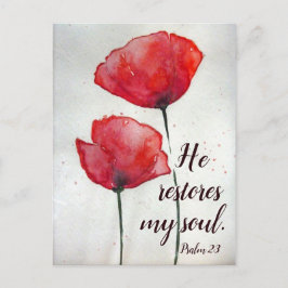 Psalm 23:3 Han återställer min själ, Bible Verse B Vykort