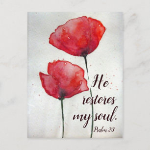 Psalm 23:3 Han återställer min själ, Bible Verse B Vykort