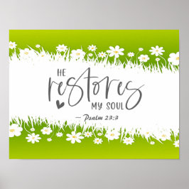 Psalm 23:3 Han återställer min själ Bible Verse Poster