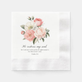 Psalm 23:3 Han återställer min själ Blommor Pappersservett