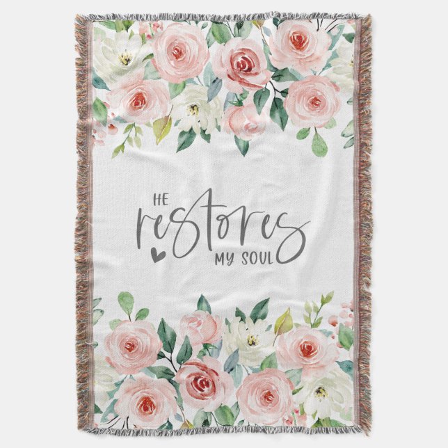 Psalm 23:3 Han återställer min Soul Bible Verse &  Filt (Framsidan Vertikal)