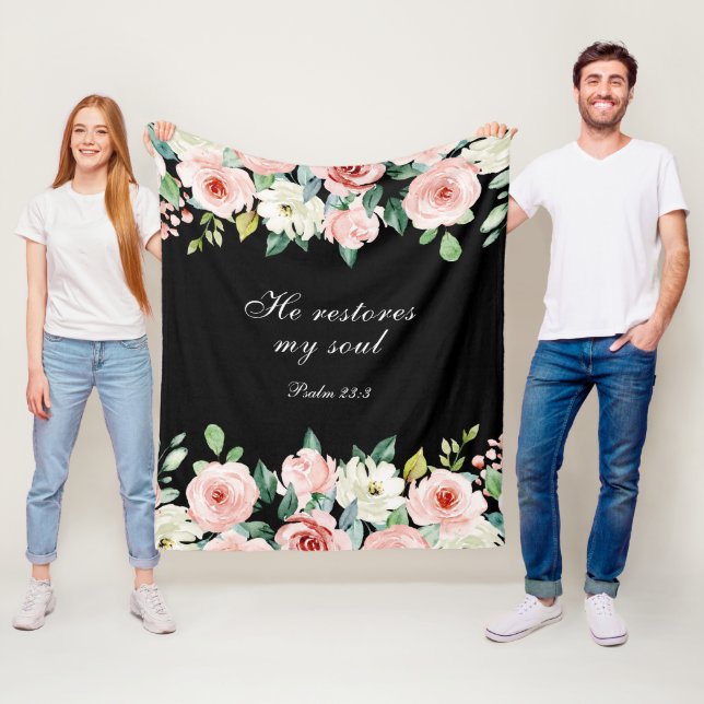 Psalm 23:3 Han återställer min Soul Bible Verse &  Fleecefilt (På plats)