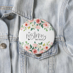 Psalm 23:3 Han återställer min Soul Bible Verse &  Knapp