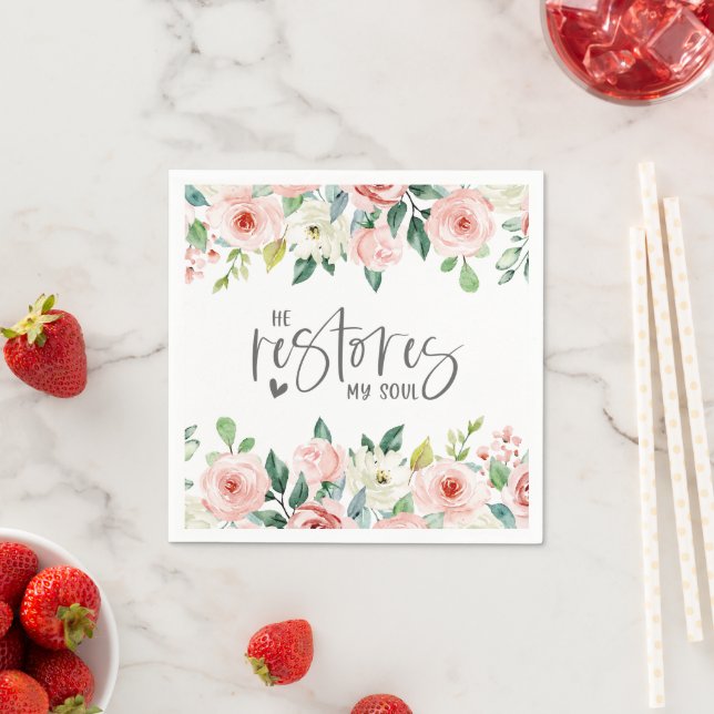 Psalm 23:3 Han återställer min Soul Bible Verse &  Pappersservett (Insitu)