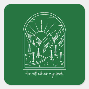Psalm 23 3 Refress Soul Christian Bible Verse Fyrkantigt Klistermärke