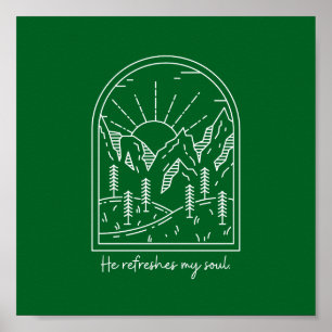 Psalm 23 3 Refress Soul Christian Bible Verse Poster