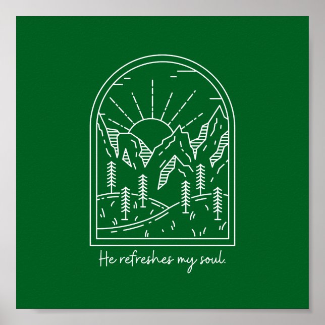 Psalm 23 3 Refress Soul Christian Bible Verse Poster (Framsidan)