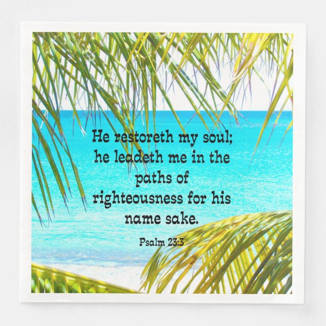Psalm 23:3, Scripture: Han återstoreth min själ— Pappersservett (Framsida)