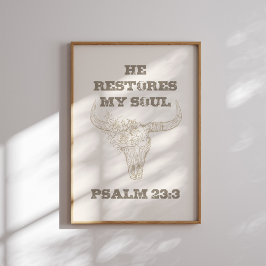 Psalm 23 3 Western Cowgirl Christian Wall Art Poster