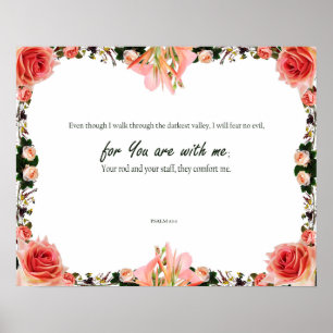 Psalm 23:4, David psalm, jag fruktar ingen ondska Poster