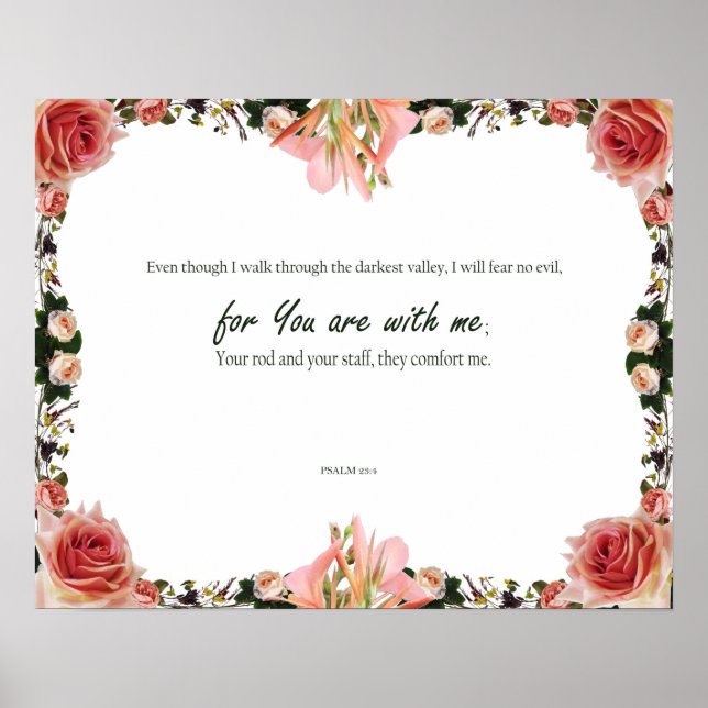 Psalm 23:4, David psalm, jag fruktar ingen ondska Poster (Framsidan)