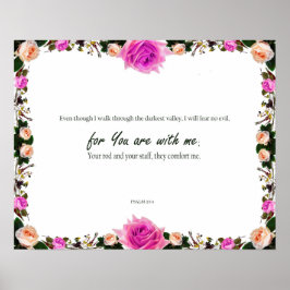 Psalm 23:4, för du är med mig, Bibelverser Poster