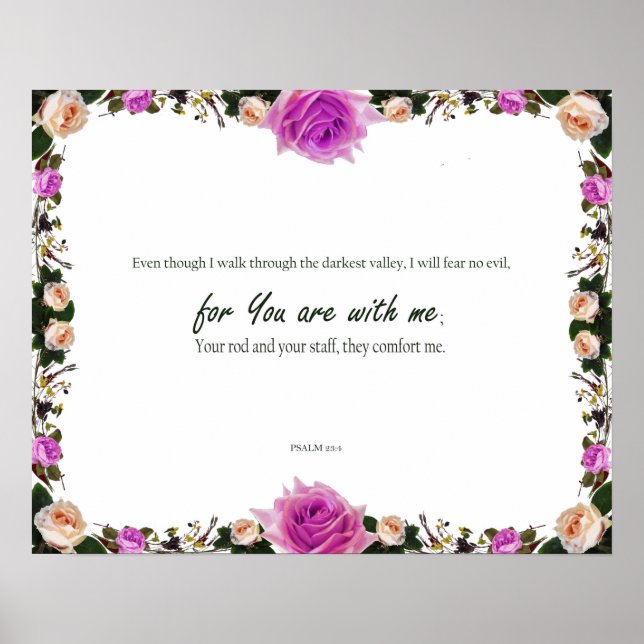 Psalm 23:4, för du är med mig, Bibelverser Poster (Framsidan)