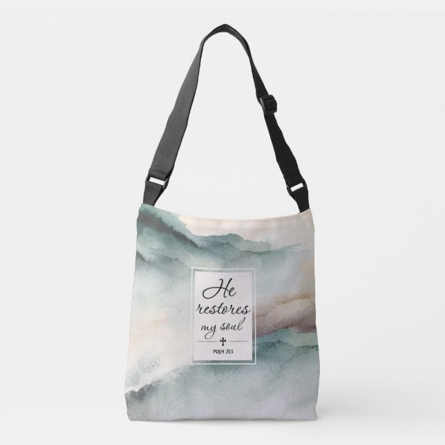 Psalm 23"4 Han återställer min Soul Kor Axelväska (Framsida)
