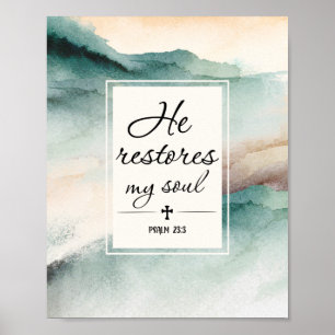 Psalm 23"4 Han återställer min Soul Kor Poster