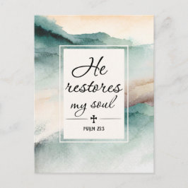 Psalm 23"4 Han återställer min Soul Kor Vykort