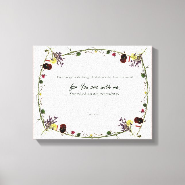 Psalm 23:4, Kanvastrycket Flower Rosa Stretched Canvastryck (Framsida)