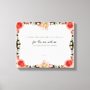 Psalm 23:4, Kanvastrycket Flower Rosa Stretched Canvastryck
