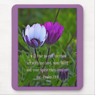 Psalm 23:4 Lila blommor Mousepad Musmatta