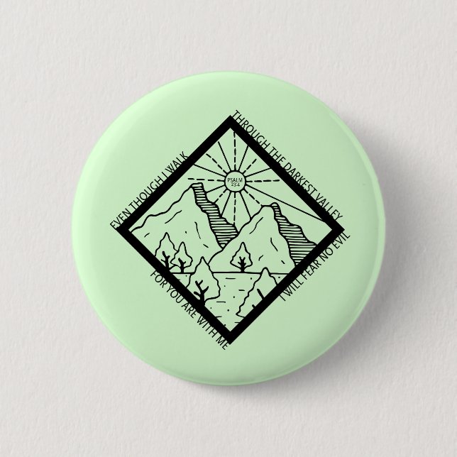 Psalm 23 4 Rädsla för Evil Christian Bible Verse Knapp (Framsida)