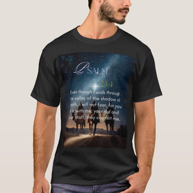 Psalm 23:4 T-Shirt (Framsida)