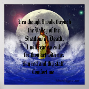 Psalm 23:4 Yea men jag går genom dalen Poster