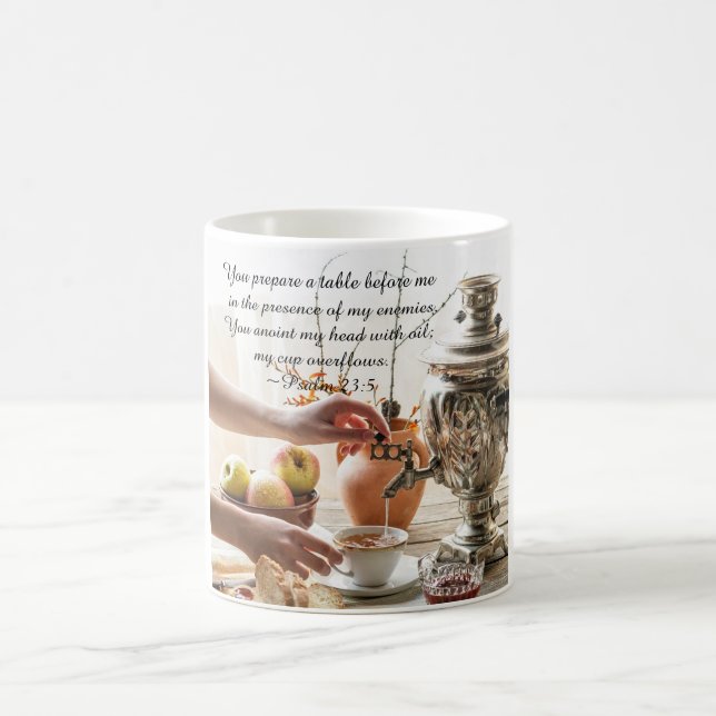 Psalm 23:5 Du har antonat mitt huvud med olja Kaffemugg (Center)