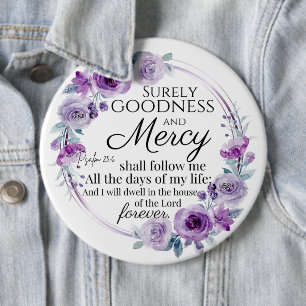 Psalm 23:6 Blommigt för inspirationsbibeln Lila Knapp
