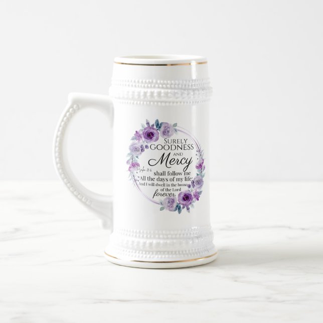 Psalm 23:6 Blommigt för inspirationsbibeln Lila Sejdel (Vänster)