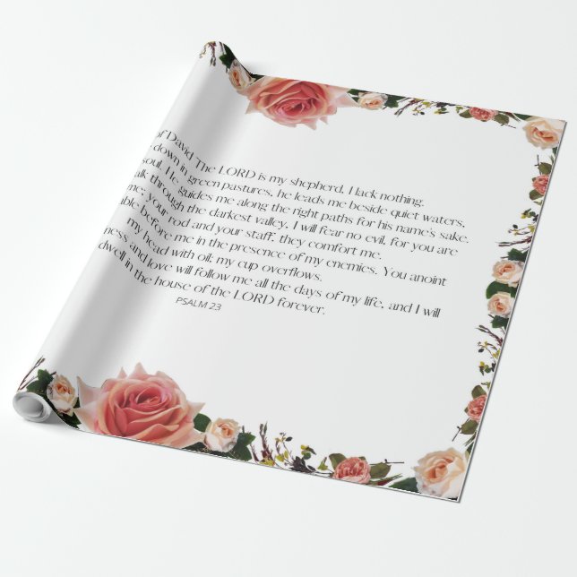 Psalm 23 Art - Herren är min Shepherd-Blommigt Presentpapper (Utrullad)