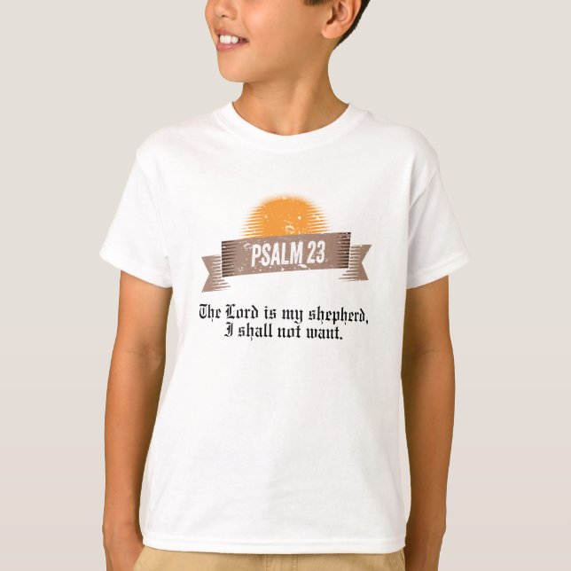 Psalm 23 Bibelcitat T Shirt (Framsida)