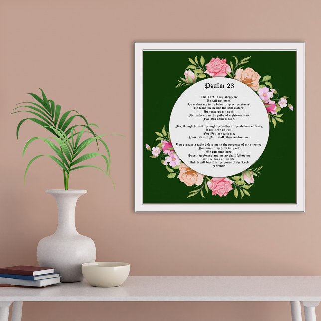 Psalm 23 Bibelskript på Grönt Gicleé Poster (Skapare uppladdad)