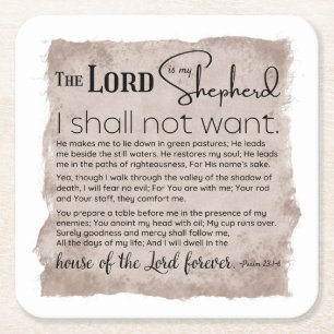 Psalm 23 BibelskriptVintage Papper Underlägg Papper Kvadrat