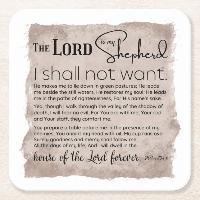 Psalm 23 BibelskriptVintage Papper Underlägg Papper Kvadrat (Framsidan)