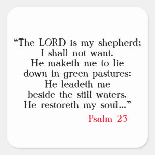 Psalm 23 Bibelvers Fyrkantigt Klistermärke