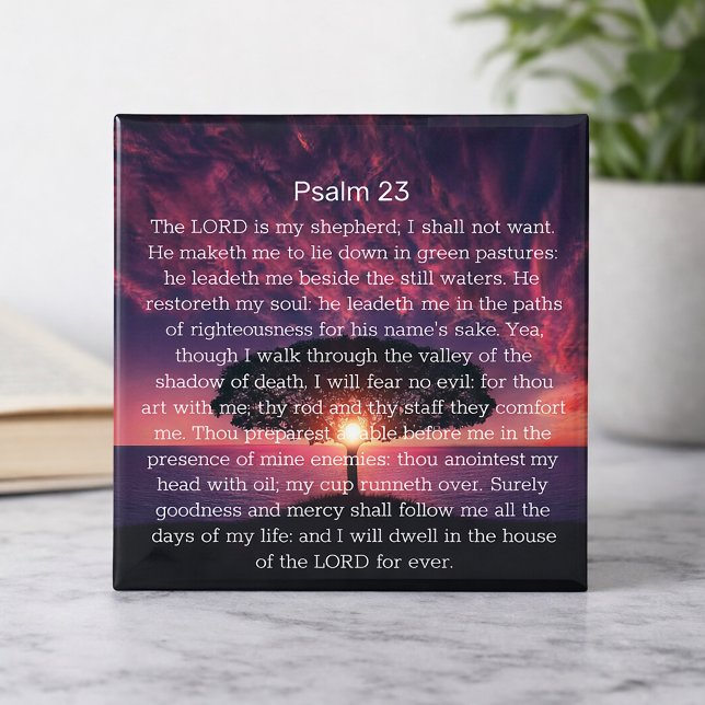 Psalm 23 Bibelvers Solnedgång Träd Magnet (Skapare uppladdad)