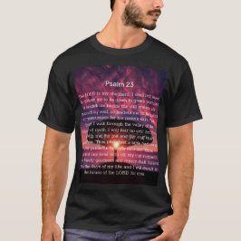 Psalm 23 Bibelverse med Rosa Sunset Träd T Shirt